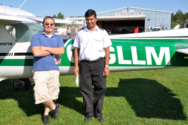 Hero Shot: Roshan and his proud instructor Alex after Roshan's first solo.
