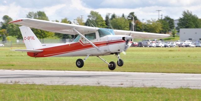 Touch Down: Joshua Shea about to touch down after his first solo flight.